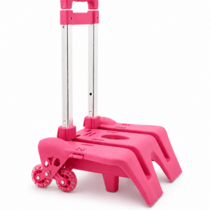 Chariot scolaire pliable 6 roues - Rose