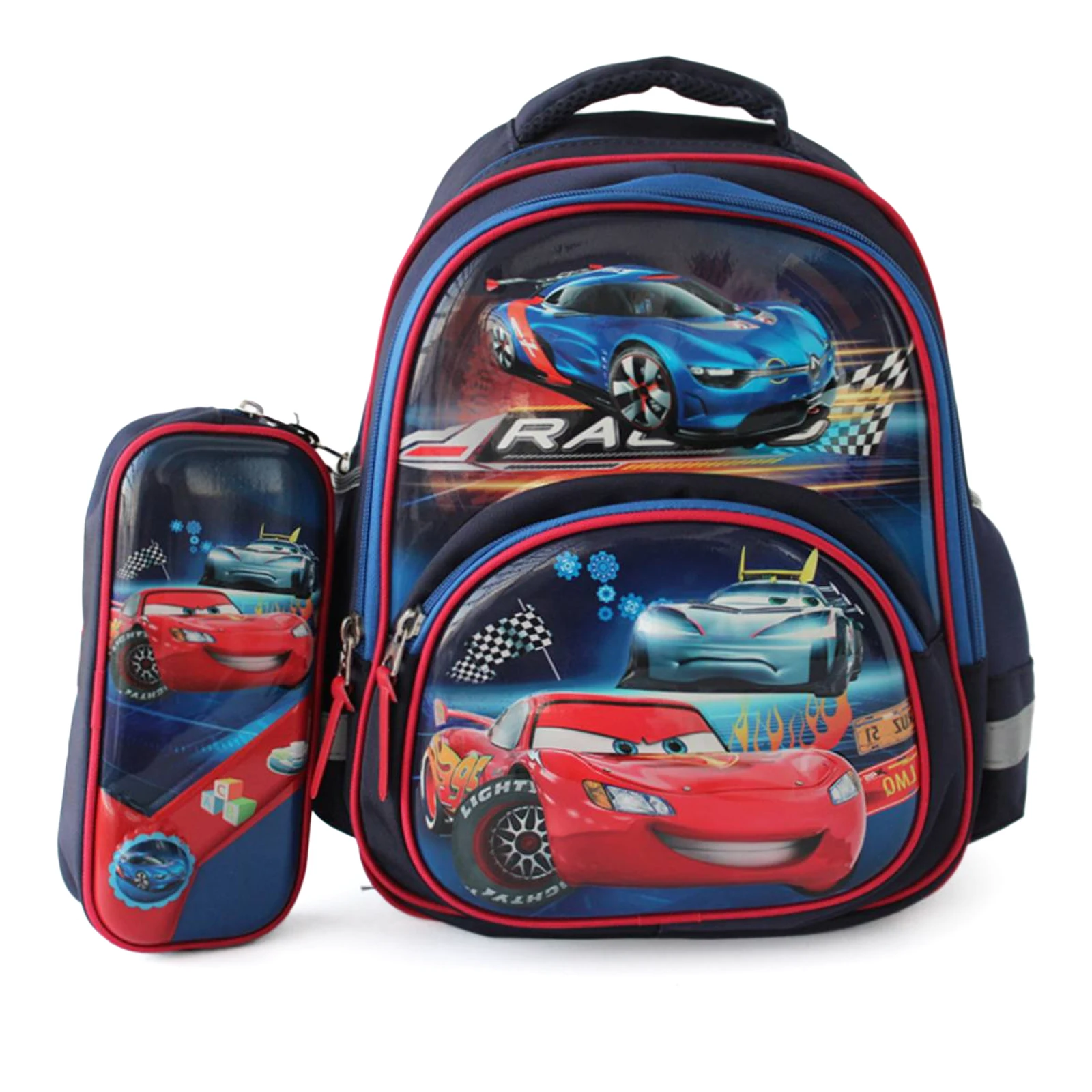 Ensemble scolaire Dingo Cars : sac à dos et trousse assortie